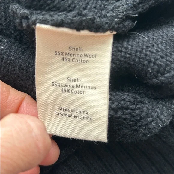 L'AGENCE Zoey Cable Knit Merino Wool one shoulder black sweater size Large - Picture 7 of 10